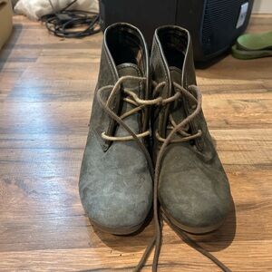 Green Suede Ankle Boots